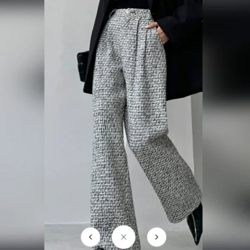 Commense Tweed Wide Leg Dress Pants Size L